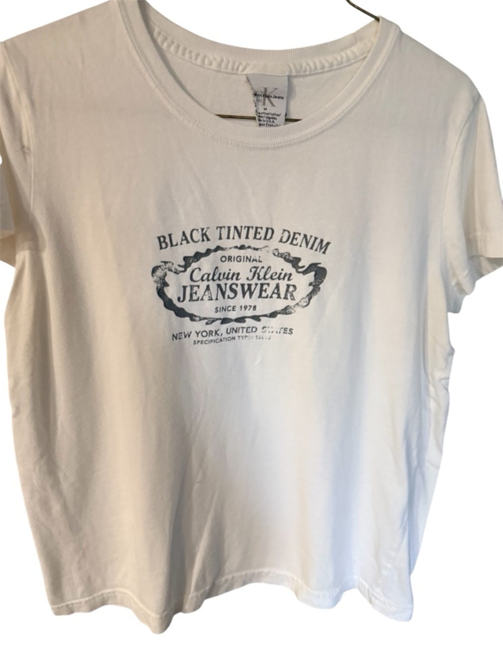 Calvin Klein Jeanswear White Logo Tee Y2K Sz. M GUC